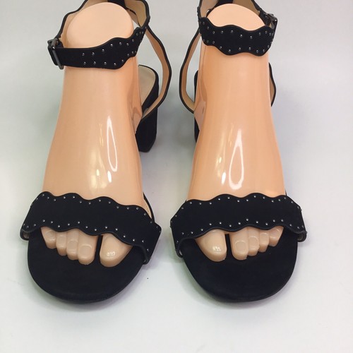 Alex Marie Black Suede Summer Sandal Studded Mid Block Heel Shoe Size 11 M - Picture 4 of 11