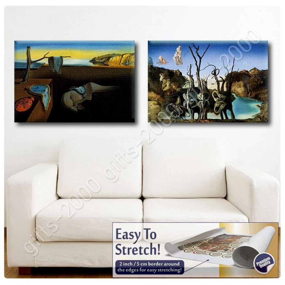 Reloj de fusión de elefantes cisnes memoria persistencia de Salvador Dalí | Lienzo Foto 4 de 4