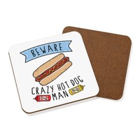 Beware VerrüCkte Hot Dog Mann Untersetzer GeträNke Fast Food Lustiger Witz Chili