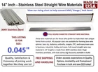 100 Pieces Stainless Steel Straight Lure Shaft Wire Form 0.045" X 14 Inch Long
