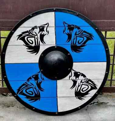 Walhalla Wikingerschild Mittelalter Holz Wikingerschild/Wolf Wikinger Schild Neu Geschenk