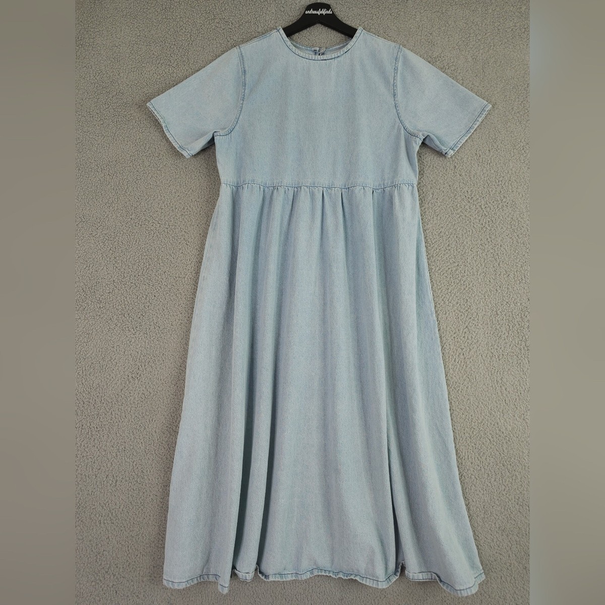 white christmas dresses Medium Wash Denim Drop Waist Dress - Mini Dresses