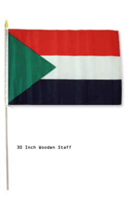 12x18 12''x18'' Sudan Country Stick Flag 30'' wood staff