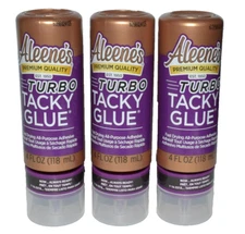 Aleene's Turbo Tacky Glue Fast Drying Now..Always Ready 4 FL OZ - LOTS OF 3 NEW!