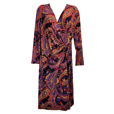 anne klein red wrap dress ANNE KLEIN Wrap Dress Women Size 4 Red Velvet 3/4 Sleeve V Neck Midi Tie  Waist