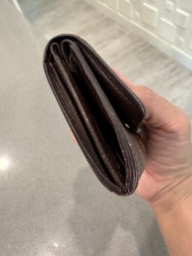 Auth Louis Vuitton Damier Porte Monnaie Plat Coin Credit Card Purse Wallet Brown - Picture 6 of 14