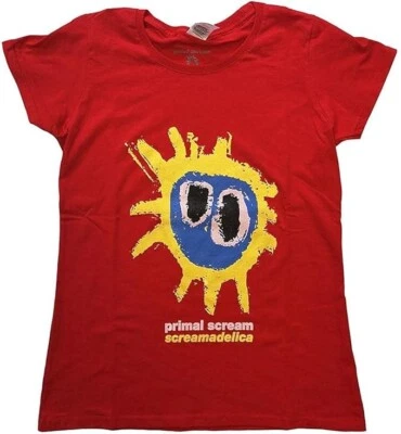ROCK OFF Official Primal Scream Screamadelica Ladies Red T Shirt Primal Scream Tee