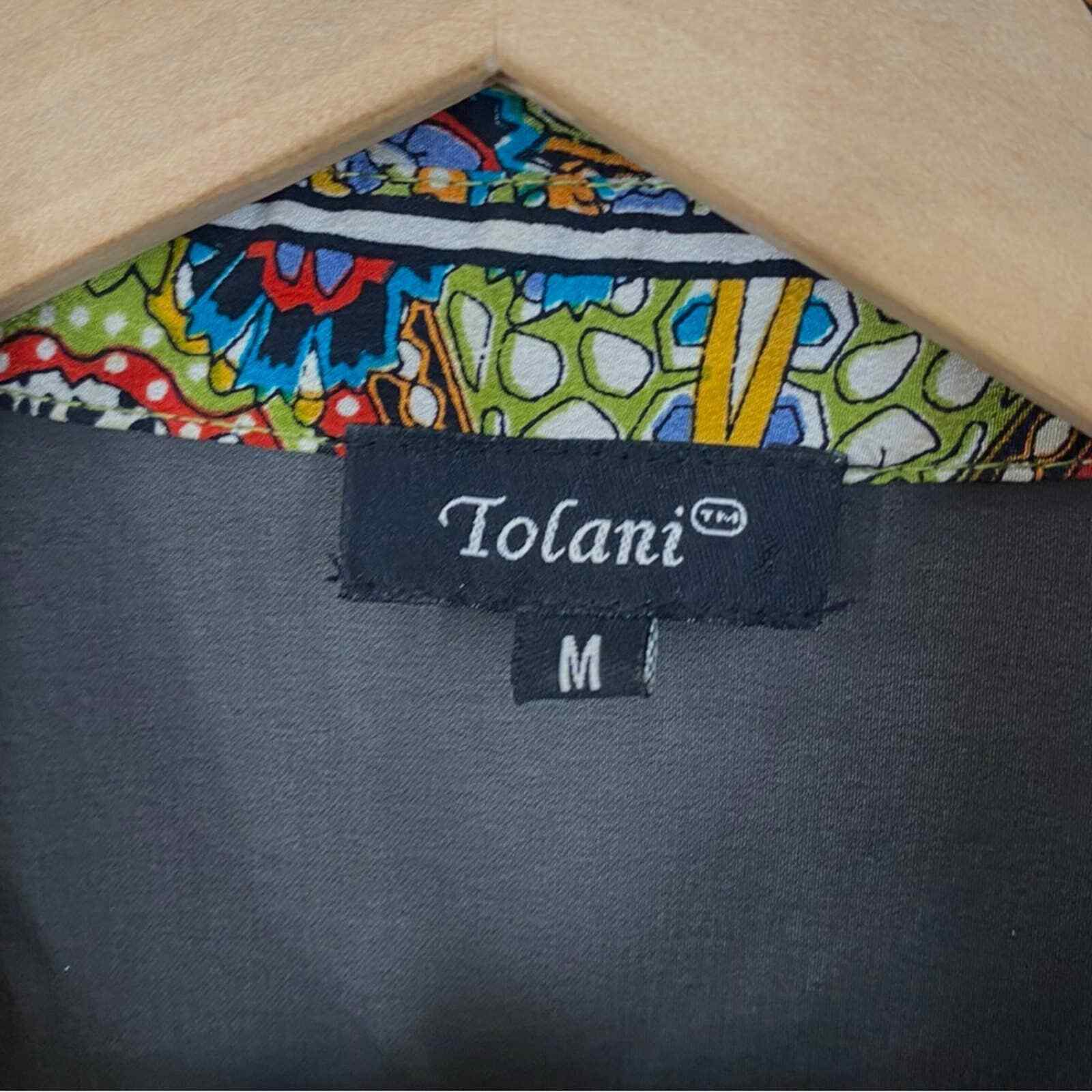 Tolani Multicolor Patchwork Silk Button Down Shir… - image 6