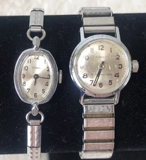(2) Vintage 60s 70s Timex Women’s Stainless Steel Silver Tone Wristwatches