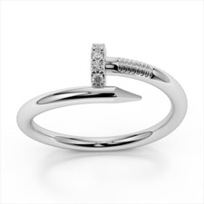 Fede Nuziale Fidanzamento Diamante Creato in Laboratorio Taglio Tondo 0,04 Ct Oro Bianco 14K