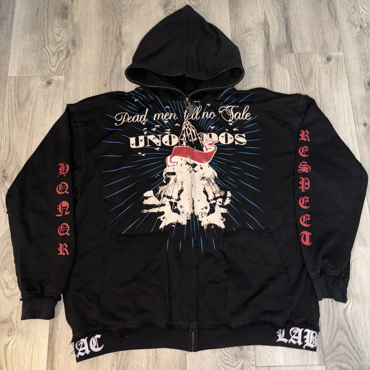 black label y2k style full hood zip up jacket | eBay