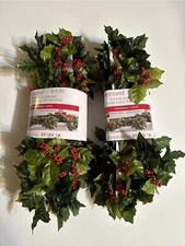 2 Sets Of Holly Berry Chain Garland By Ashland 6ft Long Each, 12 Foot Long Total