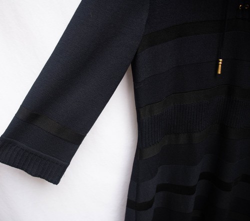 St. John Womens Santana Knit Dress Size L Blue Midi Multi-Patern Nautical Chic - Picture 7 of 15