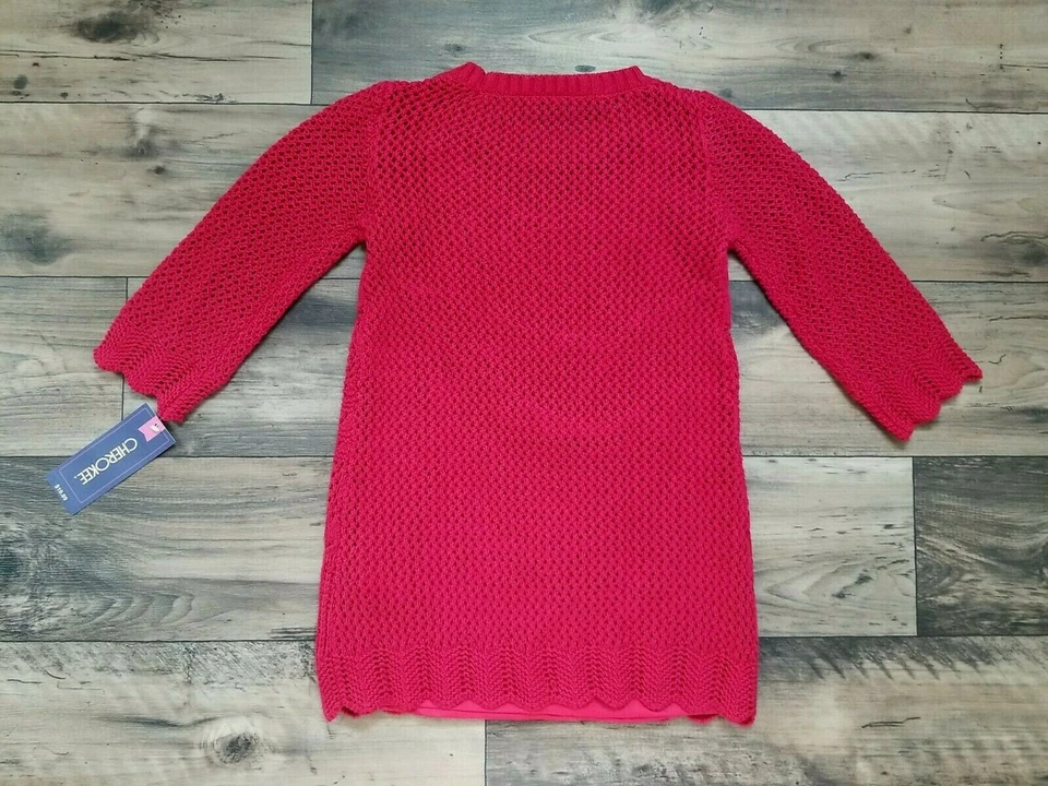 Новый! Девочка клюквы красный вязаный свитер туника верх - размер 6/X - супер милый! - Изображение 2 из 3