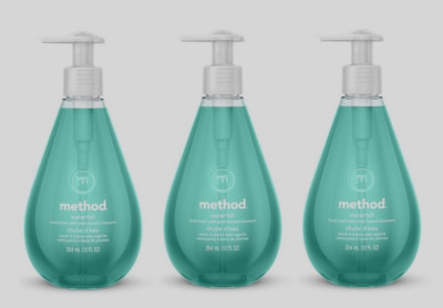 3 ~ Method Waterfall Scent Gel Hand Wash With Plant Based Cleanser 12 oz