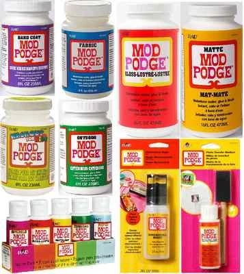 MOD PODGE GLUE SEALER VARNISH IN MAT GLOSS SATIN OUTDOOR SPARKLE GLITTER FINISH - Image 1 of 4