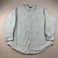 Vintage Ralph Lauren Shirt Yarmouth Mens 17x34/35 Green Striped Long Sleeve 90s