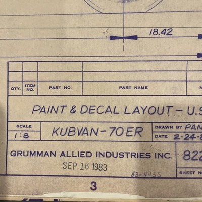 Grumman Kubman 70ER blueprints Car Truck post office concept 1983 rare USPS