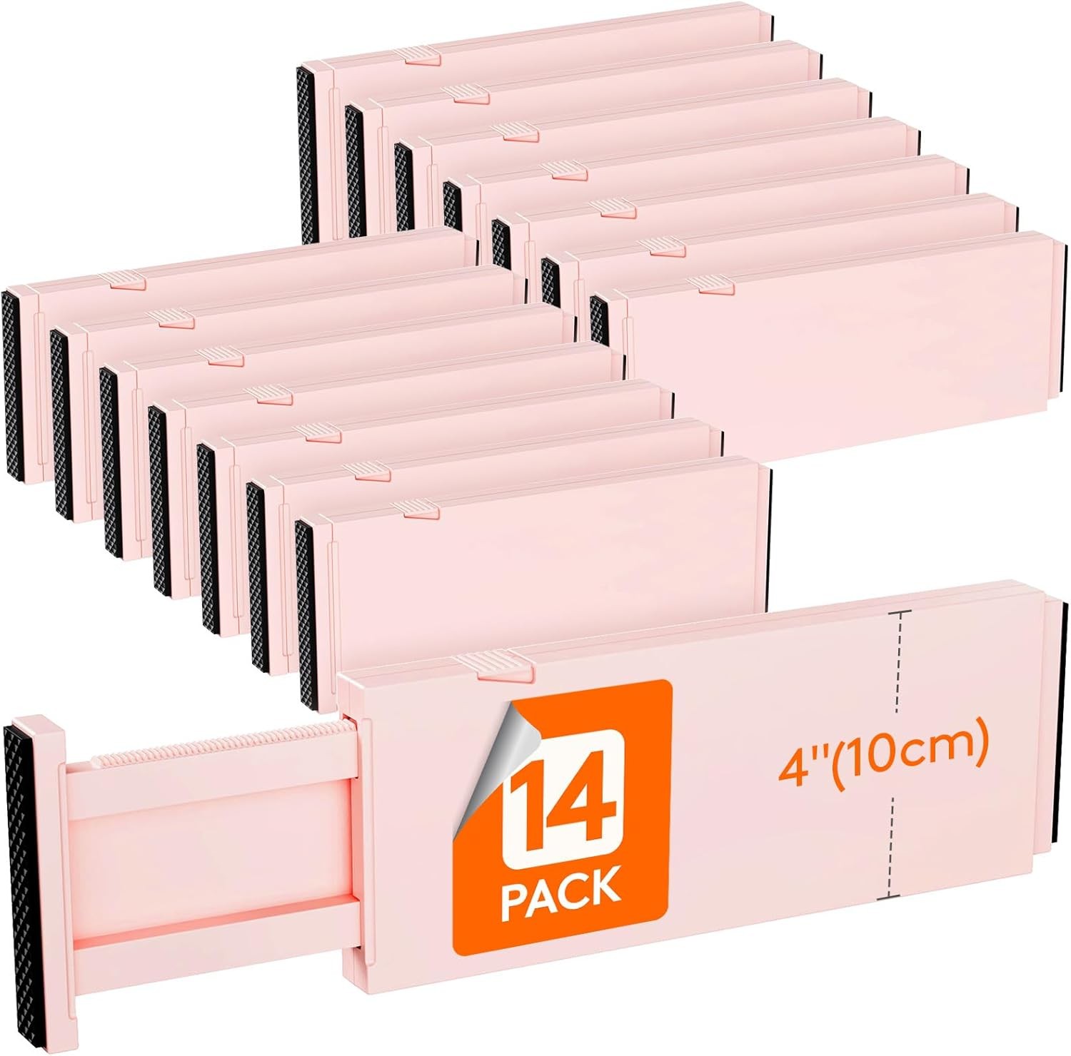 Lifewit 14 Pack Pink Drawer Dividers 4 Inch High Adjustable 11-17 Inches  