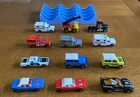 Lot of 12 Vintage Matchbox Cars & Emergency Vehicles In Blue Plastic Car Holder