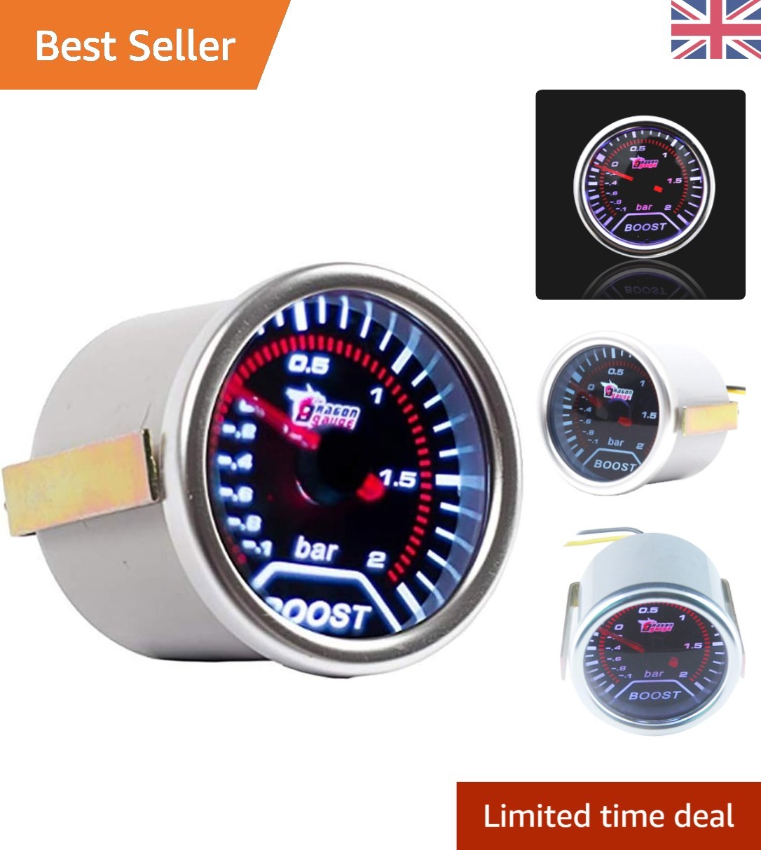 Universal Turbo Boost Gauge 2"" (52mm) with Red LED - Enhance Vehicle Performance