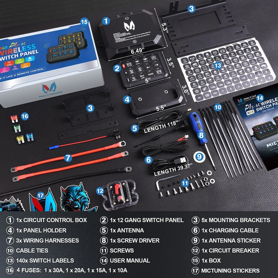 Wireless 12 Gang RGB Switch Panel Multifunction ON-OFF Strobe Toggle Control Box - Image 2 of 4
