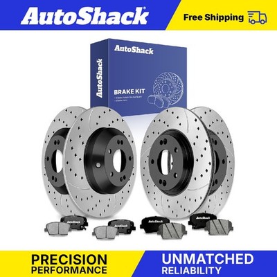 Front Rear Drilled Slotted Brake Rotors Ceramic Pads for 2011-2013 Kia Sorento