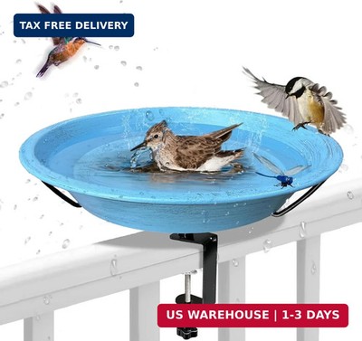 Bird Bath Deck Mounted Bowl 11.5 Inch Metal BirdBaths with Adjustable Sturdy Met
