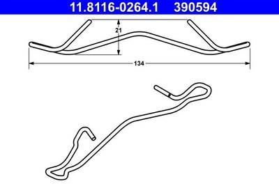 2x ATE Feder, Bremssattel 11.8116-0264.1 für ABARTH DACIA DAIHATSU FORD LANCIA