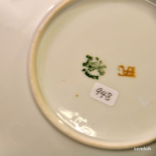 Limoges L&S Sazerat Handled Condiment Bowl w/Attached Plate Artist FAG 1891-1899 - Picture 11 of 12