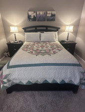 New Queen/Full Quilt 96x94   Hand Appliqu  Flowers   Hand stitch Hand Quilted