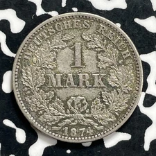 1874-E Germany 1 Mark Lot#JM9924 Silver! High Grade! Beautiful! Key Date!