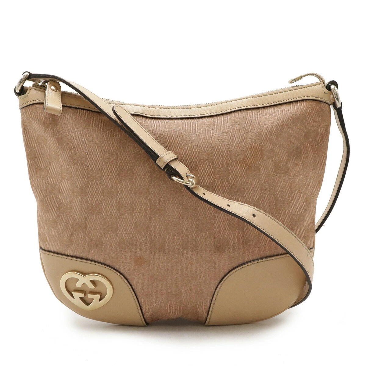 GUCCI GG toile joli sac à bandoulière coeur diagonale à suspendre cuir lame rose B