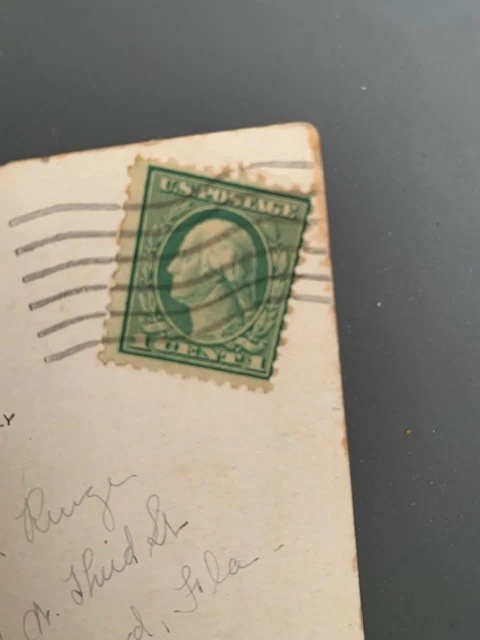 Rare George Washington 1 Cent Stamp on 1924 Valentine Postcard - Image 3 of 4