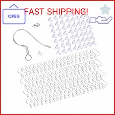 100 Pcs / 50 Pairs 925 Sterling Silver Earring Hooks, Hook Ear Wires with 100 Pc