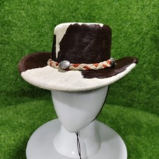 Cowhide leather Cowboy Hat Western Rodeo Style Victorian Wide Brim Braided Band