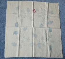Vintage Linen Table Cloth Panel Stamped to Embroider with a Floral Design