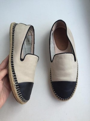 Women Roots Espadrilles Beige Leather 36.5