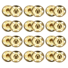 50 Set Sew-on Snap Buttons 19mm Metal Snap Fastener Buttons, Gold