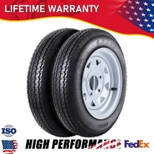 2 Pack of 4.80-12 4.80x12 Trailer Tires and Wheels with 12" Rims 4 Lug on 4" 6PR