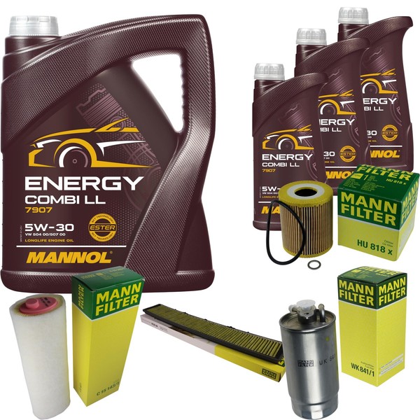 Mann Inspektionspaket Filterset 8L Mannol Energy 5W-30 FüR BMW E46 330D 330Xd-image