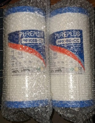 2 PUREPLUS 5 Micron Sediment & Carbon Water Filter Replacements New, PP10BB-CC 