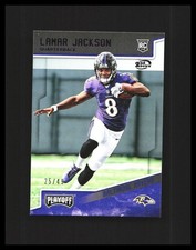 2018 Lamar Jackson Rookie Card Panini Playoff 2nd Down /49 #212 Baltimore Ravens. rookie card picture