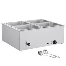Uimoso Commercial Countertop Food Warmer 4 Pans Buffet Bain Marie Steam Table