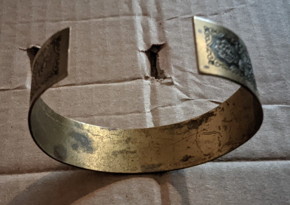 Armreif Fein Verziert Goldfarben Armband Alt Vintage - Bild 3 von 3