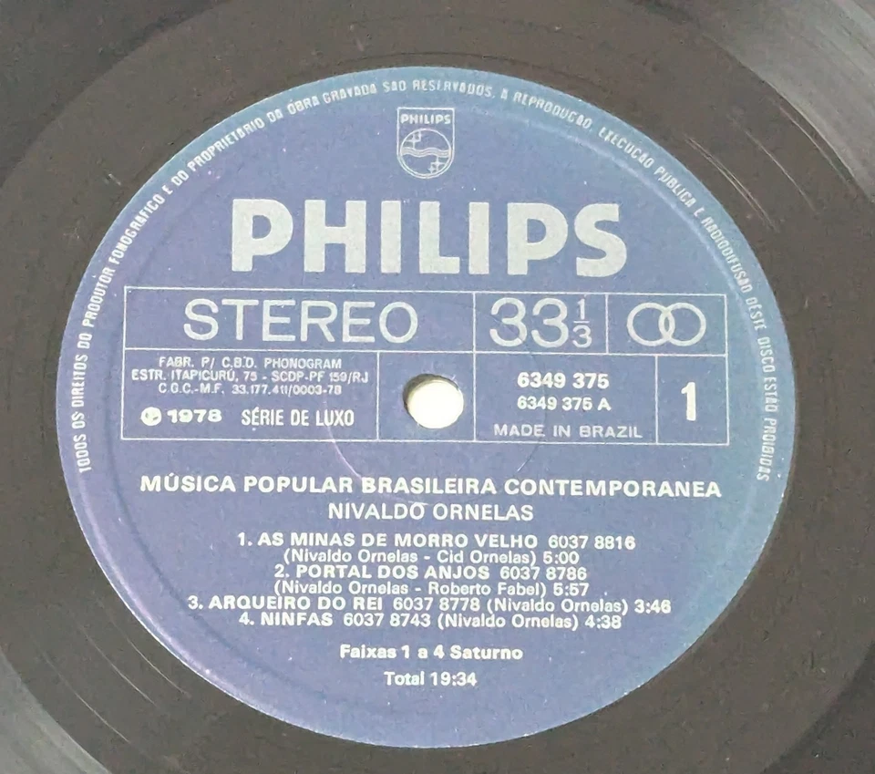 Nivaldo Ornelas - MPBC BRAZIL 1st press LP 1978 Fusion Jazz Experimental MPB - Image 3 of 3