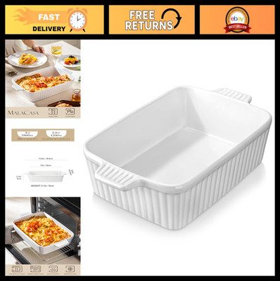 Large 9x13 Ceramic Baking Dish - 4.4 QT Casserole Pan with Handles, Oven & Micro