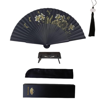 #ad Portable Folding Hand Fan Small Japanese Chinese Vintage Bamboo Silk Fans ... $27.39