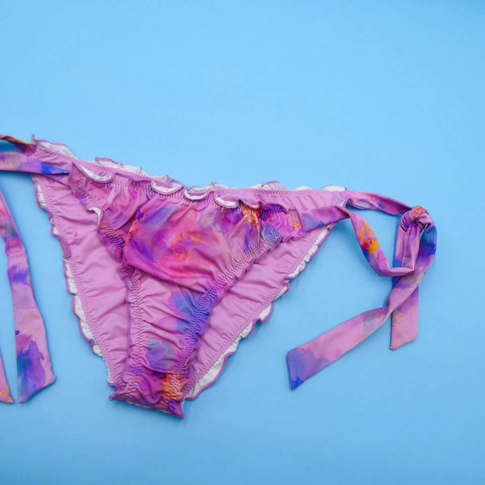 Frankies Bikinis Large Pink Side Tie Dye Brazilian Bikini Bottom Beach Swimwear - Image 3 of 4