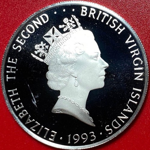 1993 BRITISH VIRGIN ISLANDS $25 SILVER PROOF LEATHERBACK SEA TURTLE JELLY FISH - Picture 6 of 6